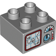 Duplo Brick 2 × 2 with Gauge, Dial, Screen, Controls Print Hellblaugrau