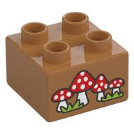 Duplo Brick 2 × 2 with Red Toadstools Print Mittelnougat