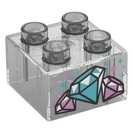 Duplo Brick 2 × 2 with Diamonds print Transparent