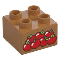 Duplo Brick 2 × 2 with Red Apples Print Mittelnougat