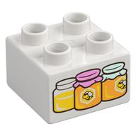 Duplo Brick 2 × 2 with Jars of Honey Print Weiß