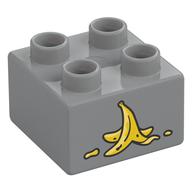 Duplo Brick 2 × 2 with Banana Peel print Hellblaugrau