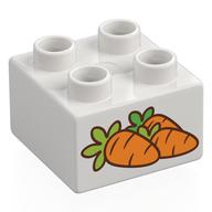 Duplo Brick 2 × 2 with Carrots print White