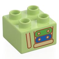 Duplo Brick 2 × 2 with Half Xylophone, Green/Blue Keys print Gelbgrün
