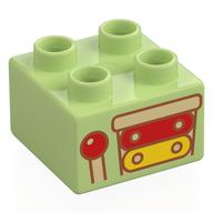 Duplo Brick 2 × 2 with Half Xylophone, Yellow/Red Keys print Yellowish Green