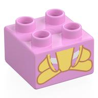 Duplo Brick 2 × 2 with Plush Bunny, Bottom Half print Bright Pink