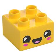 Duplo Brick 2 × 2, Smiling Face Print Gelb
