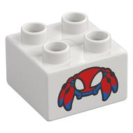 Duplo Brick 2 × 2 with Robot Spider print White