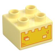 Duplo Brick 2 × 2 with Sandcastle print Leuchtendes Hellgelb
