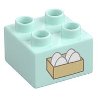 Duplo Brick 2 × 2 with Egg Carton print Light Aqua