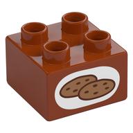 Duplo Brick 2 × 2 with Cookies print Dunkelorange
