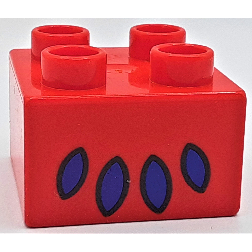 Duplo Brick 2 × 2 with Lion's Paw / Foot Print Rot