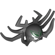 Mask Headdress with 10 Horns and Dark Green Forehead Print (Hela) Schwarz