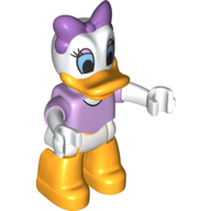 Duplo Figure with Short Sleeve Lavender Top and White Arms, Lavender Bow - Bright Light Orange Legs (Daisy Duck) Lavender
