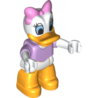 Duplo Figure with Short Sleeve Lavender Top and White Arms, Bright Pink Bow - Bright Light Orange Legs (Daisy Duck) Lavender