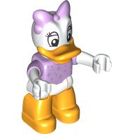 Duplo Figure with Short Sleeve Lavender Top with Silver Stars print, White Arms, Lavender Bow - Bright Light Orange Legs (Daisy Duck) Lavendel