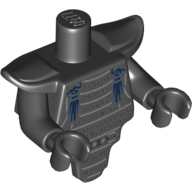 Torso Short and Modified with Armor - Smooth Breastplate with Shoulder Pads - Silver Armor and Dark Blue Tassels Print - Black Arms - Black Hands Schwarz