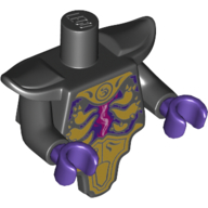 Torso Short and Modified with Armor -Shoulder Pads, Gold Armor Plates, Magenta Energy print Schwarz