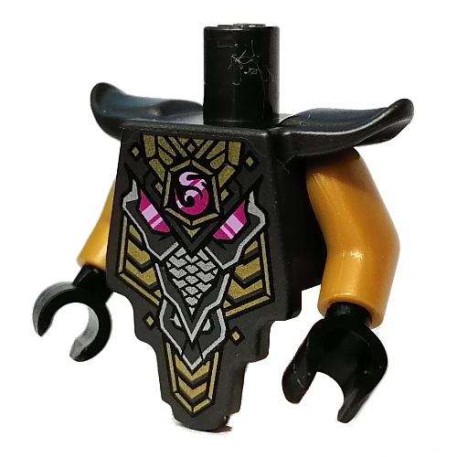 Smooth Breastplate with Shoulder Pads, Pink Crystal, Gold/Silver Armour Print, Pearl Gold Arms, Black Hands Perltitan