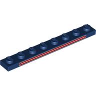 Plate 1 × 8 with Silver/Dark Red Oval Stripe print Dark Blue