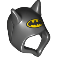 Hood with Bat Ears and Batman Logo Print Black