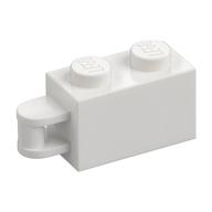 Brick Special 1 × 2 with Vertical Closed Handle on Edge Weiß