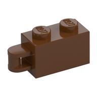 Brick Special 1 × 2 with Vertical Closed Handle on Edge Reddish Brown