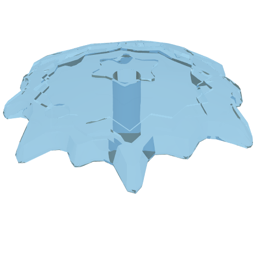 Wave / Power Burst / Flame, Shield Large with Bar End Trans-Light Blue