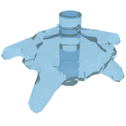 Wave / Power Burst / Flame, Shield Small with Bar Ends Trans-Light Blue