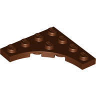Plate Special 4 × 4 with 3 × 3 Quarter Round Cutout Reddish Brown