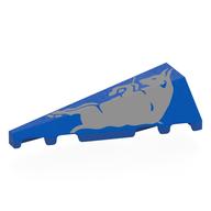 Brick Wedged, Sloped 2 × 5 Left with Silver Bull print Blue