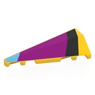 Brick Wedged, Sloped 2 × 5 Left with Medium Azure/Black/Magenta Shapes print Gelb