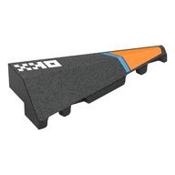 Brick Wedged, Sloped 2 × 5 Right with White Squares, Dark Azure Stripe, Orange Tip print Schwarz