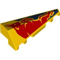Brick Wedged, Sloped 2 × 5 Right with Red Bull, Dark Blue Background print Yellow