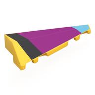 Brick Wedged, Sloped 2 × 5 Right with Medium Azure/Black/Magenta Shapes print Yellow