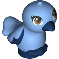 Animal, Bird, Feet Joined, Dark Blue Beak, Medium Blue Body, Brown Eyes Print in Mittelblau