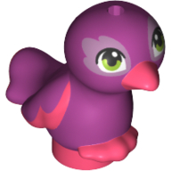 Animal, Bird, Feet Joined, Coral Beak, Green Eyes, Lavender Eye Shadow Print in Magenta