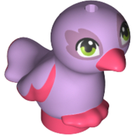 Animal, Bird, Feet Joined, Coral Beak, Green Eyes, Lavender Eye Shadow Print [No Color/Any Color]