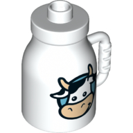 Duplo Milk Bottle with Handle and Cow print White