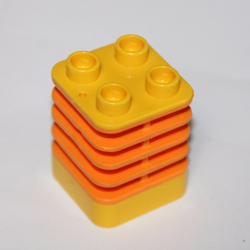 Duplo Brick 2 × 2 × 2 Yellow with Flex Spring Orange