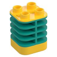 Duplo Brick 2 × 2 × 2 Yellow with Flex Spring Dark Turquoise