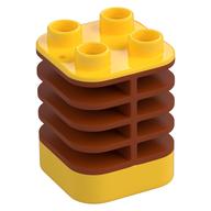 Duplo Brick 2 × 2 × 2 Yellow with Flex Spring Dark Orange