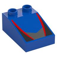 Duplo Brick 3 × 2 Slope 33° with Black, Red, and Gray Panels print Blau