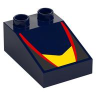 Duplo Brick 3 × 2 Slope 33° with Black, Red, and Yellow Panels print Dunkelblau
