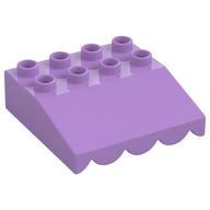 Duplo Roofpiece Slope 33 4 × 4 with Awning Overhang with 5 Bottom Tubes Medium Lavender