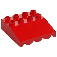 Duplo Roofpiece Slope 33 4 × 4 with Awning Overhang with 5 Bottom Tubes Red