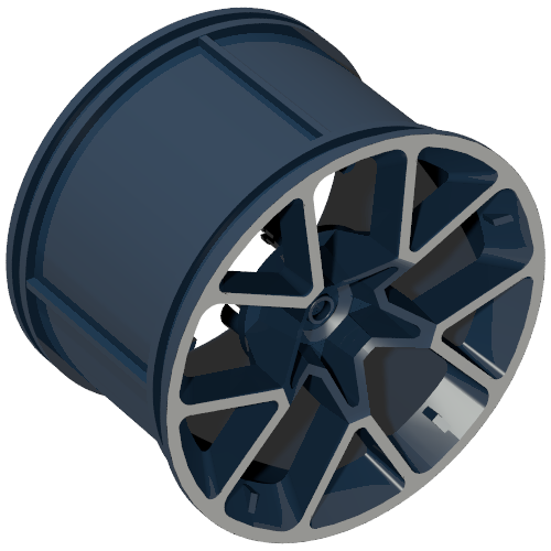 Wheel 62.3 × 42 Large with Silver Outline Print in Dark Blue