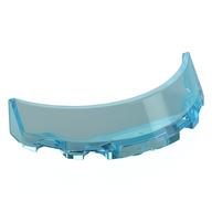 Windscreen 3 × 6 × 1 Curved with Rectangular Stud Holder in Bottom Transparent-Hellblau