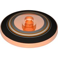 Dish 4 × 4 Inverted with Open Stud [Radar] with Black, Orange, and Metallic Silver Circles Print Transparent-Neonorange
