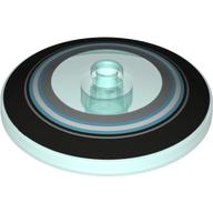 Dish 4 × 4 Inverted with Open Stud [Radar] with Black, Light Blue, and Metallic Silver Circles Print Trans-Light Blue